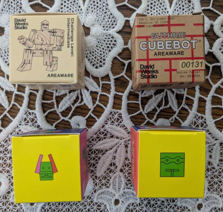 Cubebots; clockwise from top-left: Julien, Guthrie, Milo, Classic